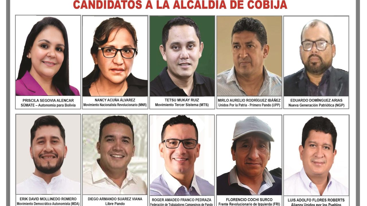 DIEZ CANDIDATOS EN CARRERA POR LA ALCALDÍA DE COBIJA